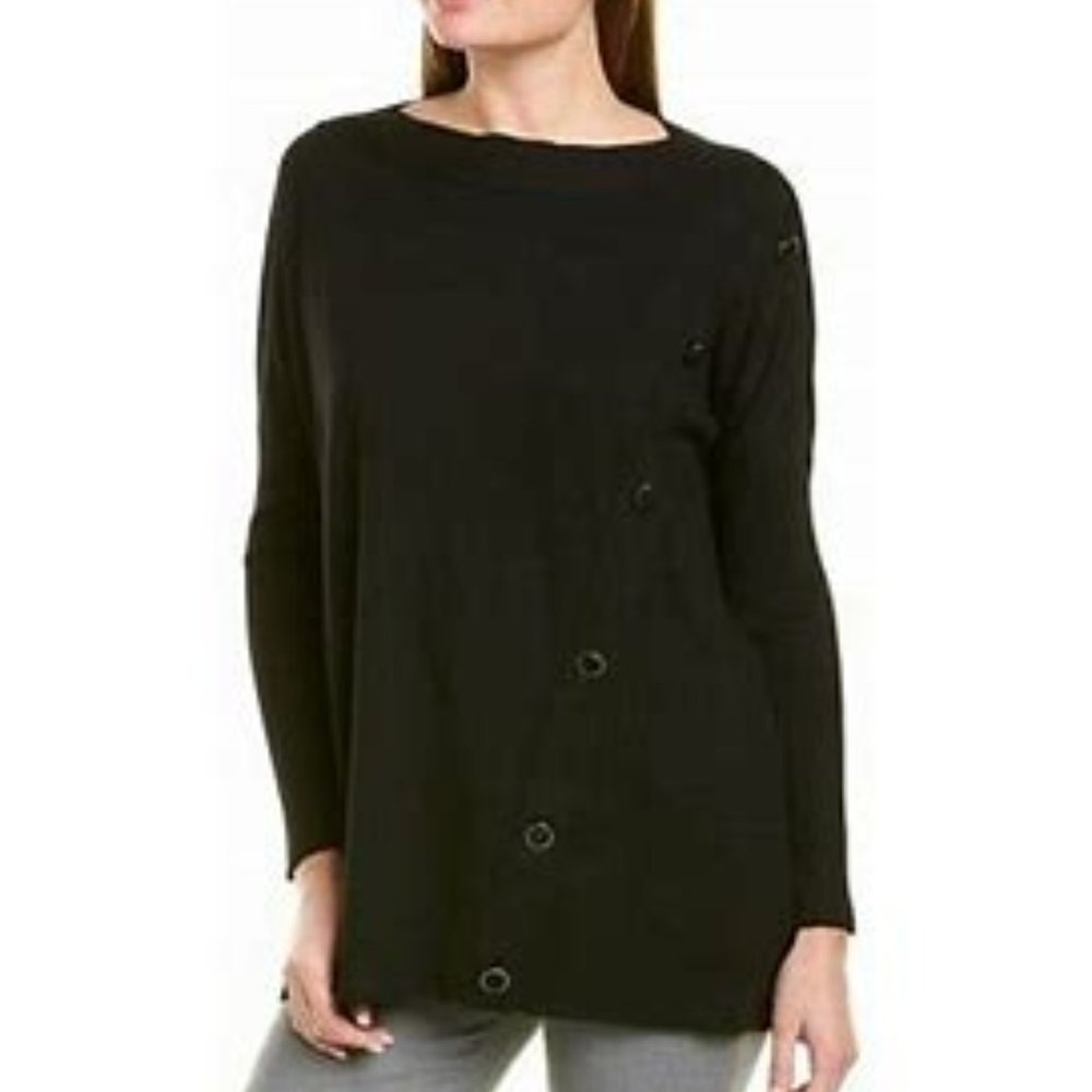 NWT Anne Klein Asymmetrical-Button Pullover Sweater S